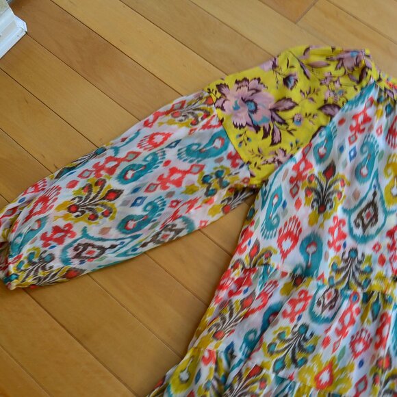 Anthropologie Maureen Paisley Tunic Dress Babydoll Chiffon Flowy Top Size M/P - Picture 5 of 14